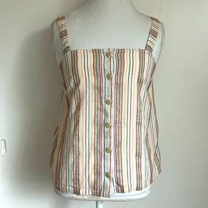 MADEWELL Button-Front Cami Tank in Textural Rainbow Stripe Size S